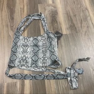 zaful snake print tie back crop top